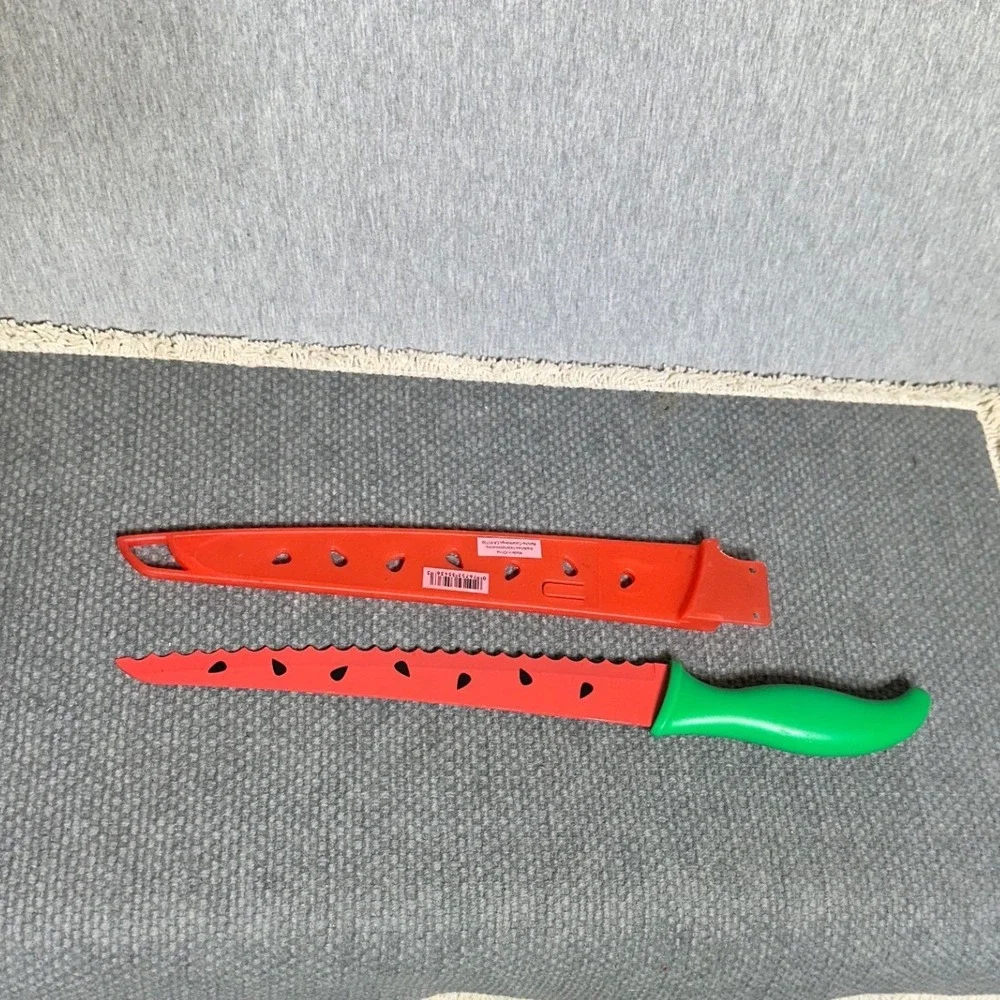 GOOD COOK Watermelon Design Serrated Blade Knife w/Sheath Slices 14 inches